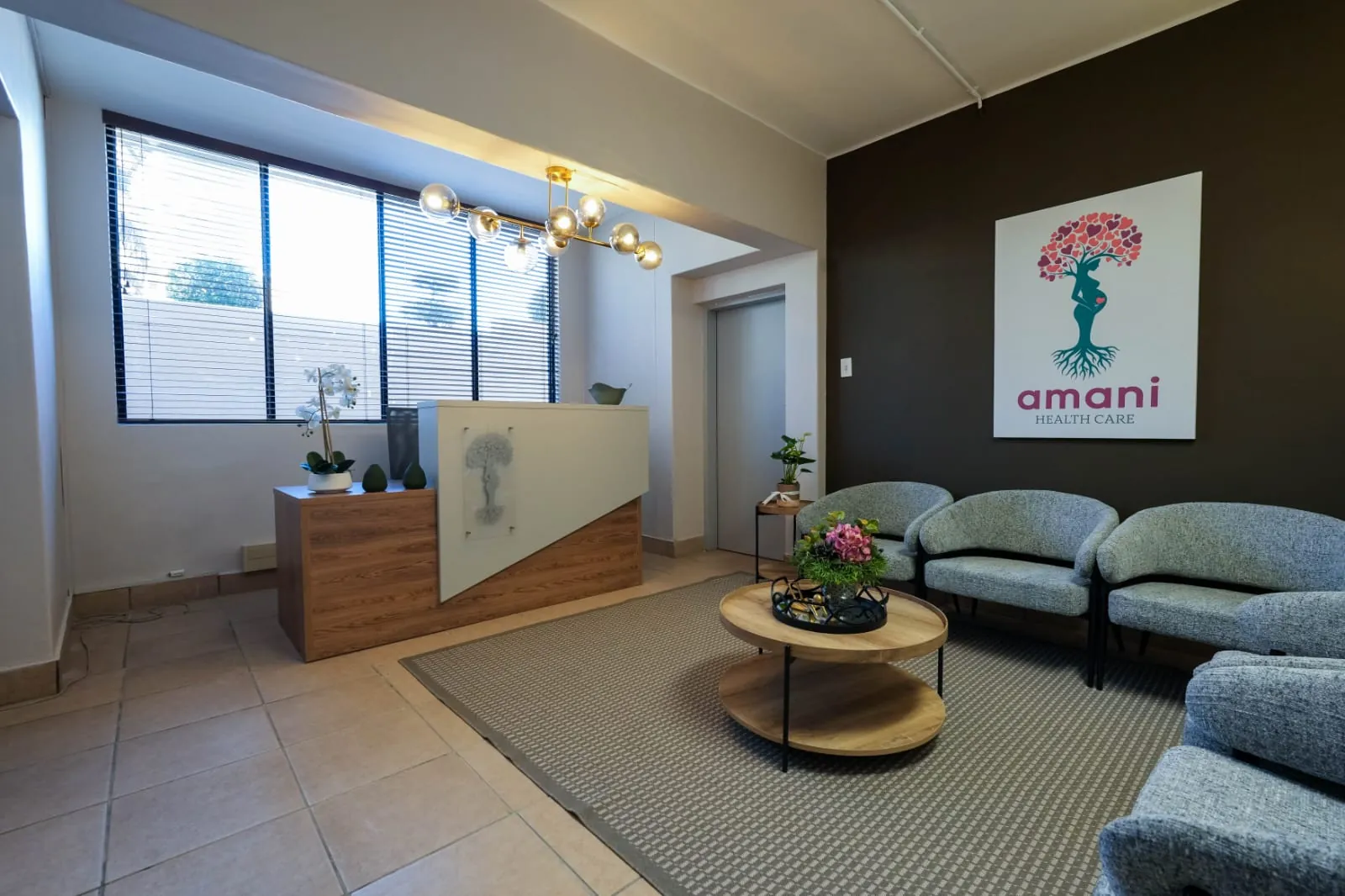 Waiting room at Amani Health Care where fertility and pre-conception patients are welcomed, Pretoria